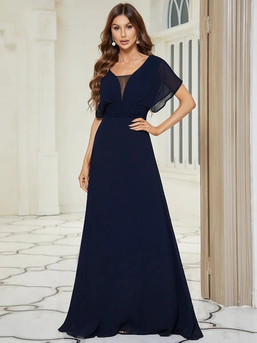 A-Line Empire Waist Chiffon Long Evening Party Dress