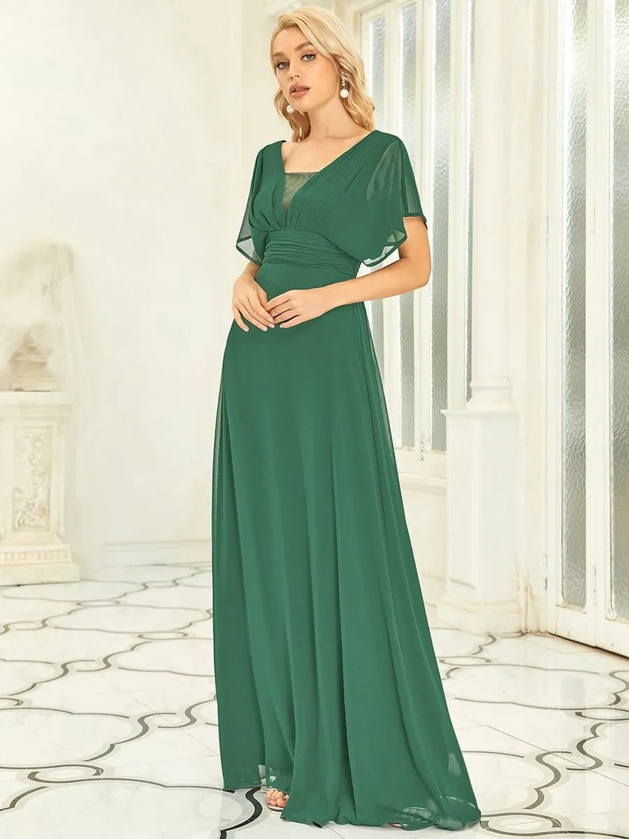 A-Line Empire Waist Chiffon Long Evening Party Dress