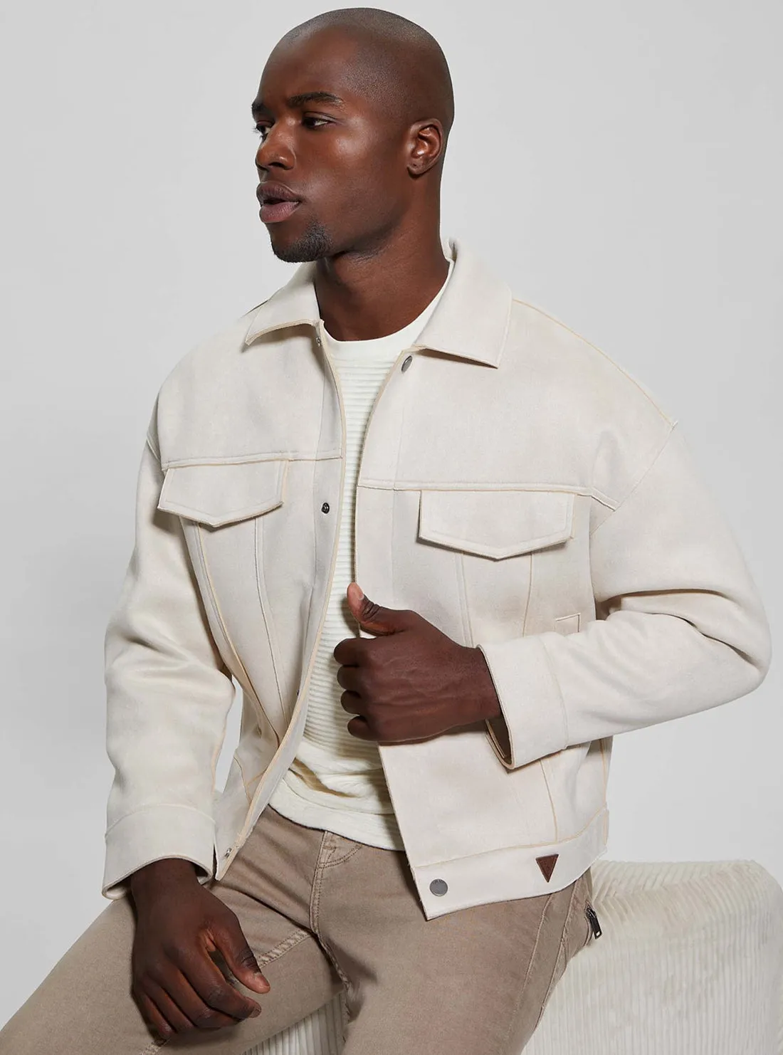 Beige Baldwin Faux Suede Jacket