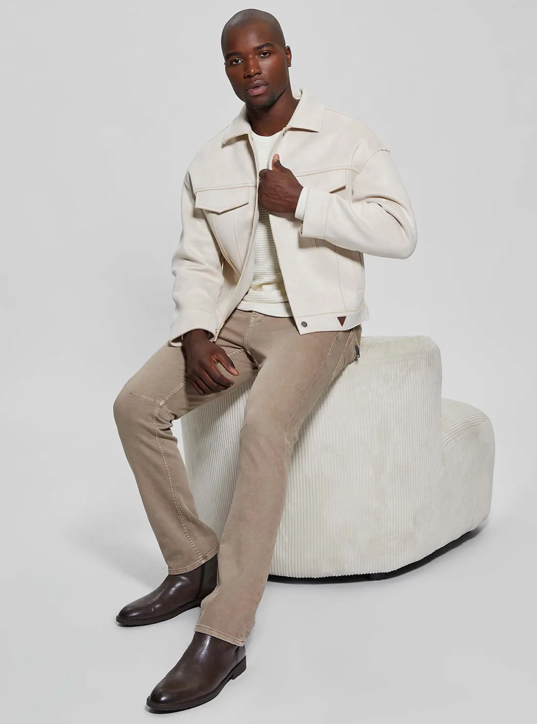 Beige Baldwin Faux Suede Jacket