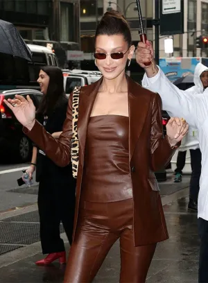 Bella Hadid Leather Blazer | Women Celebrity Leather Blazer