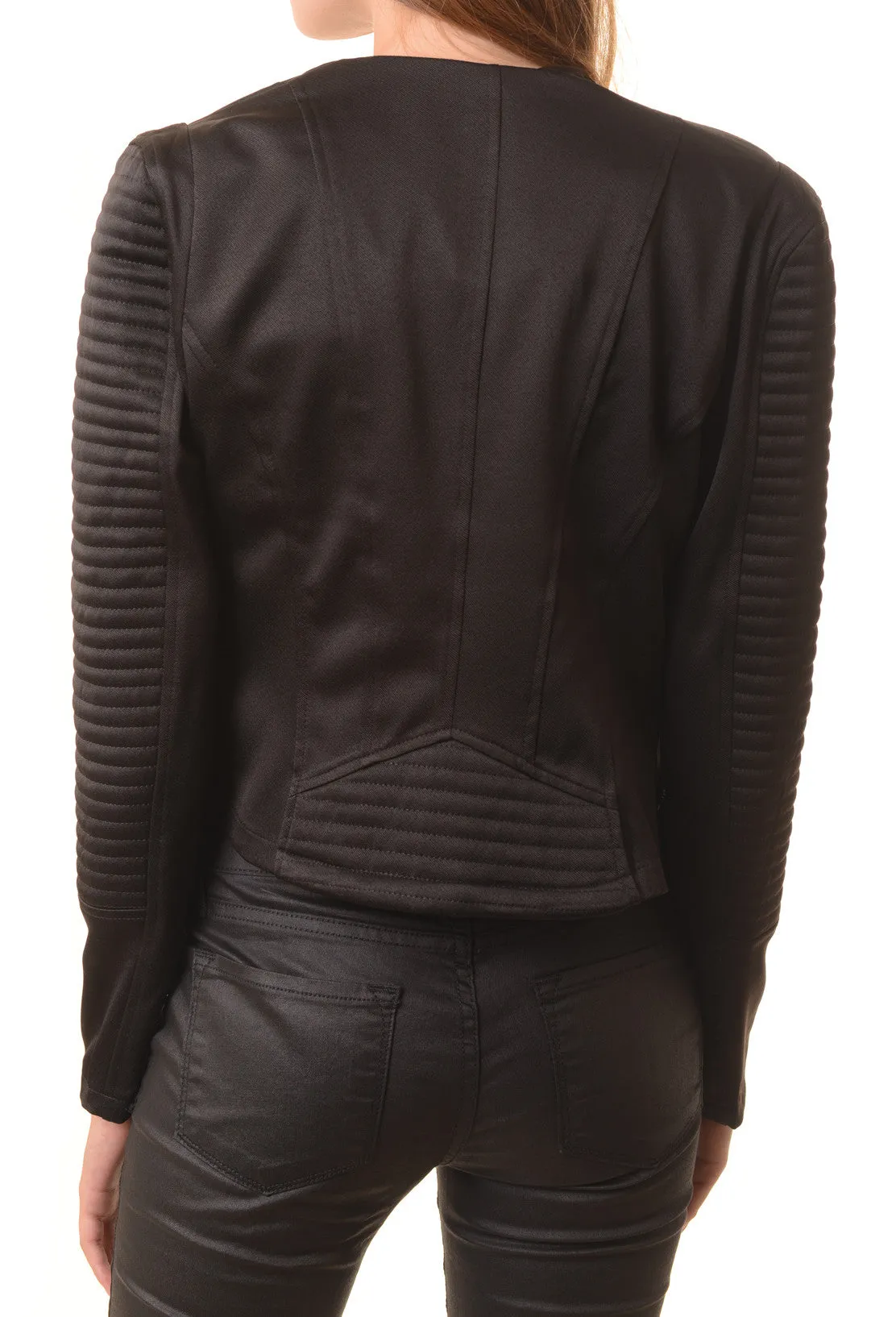 Black Moto Jacket with Double Zippers