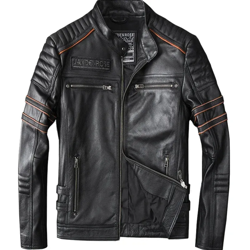 Black Short Rider Genuine Leather Jacket.