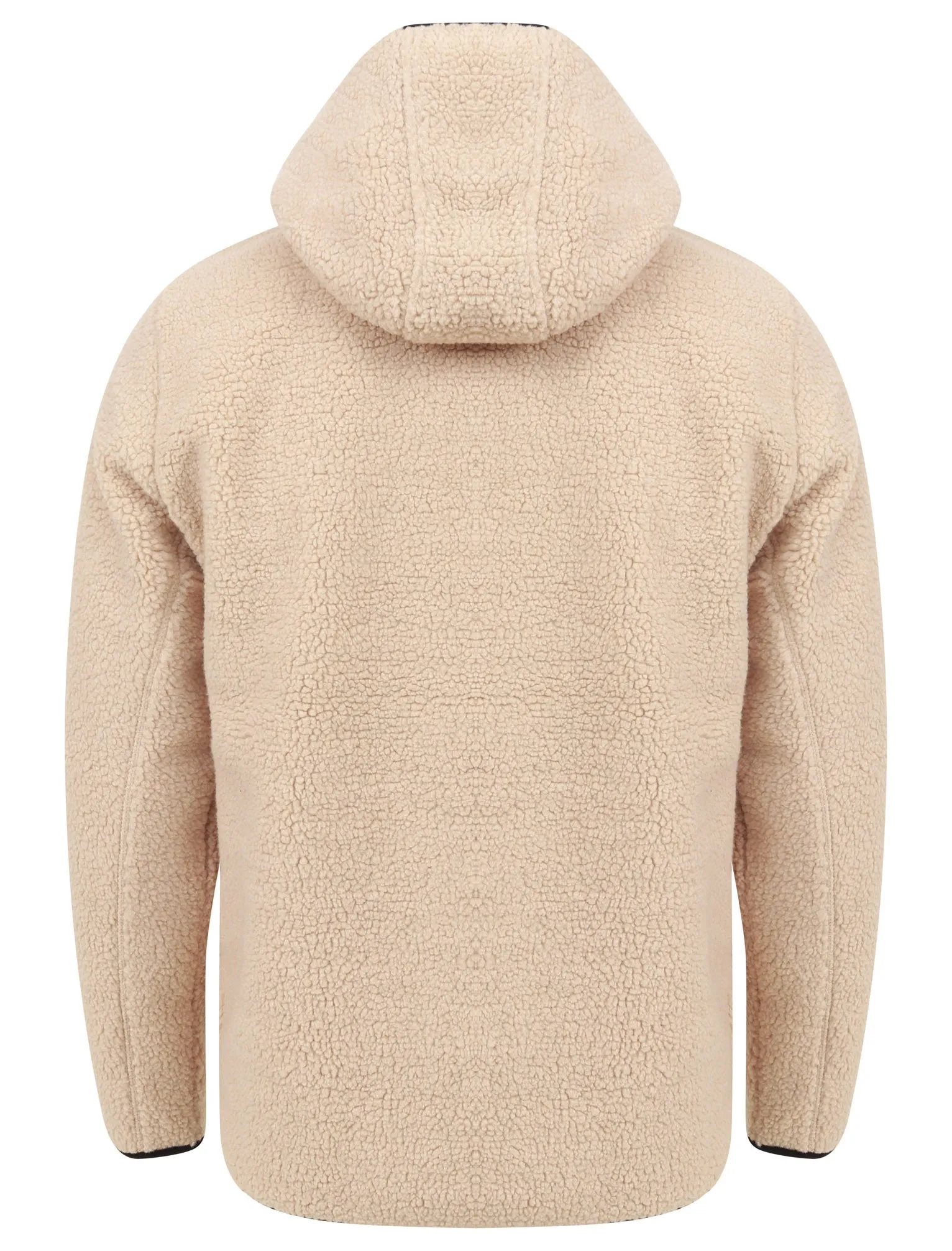 Brewer Teddy Borg Fleece Zip Through Hoody In Natural Taupe - Tokyo Laundry