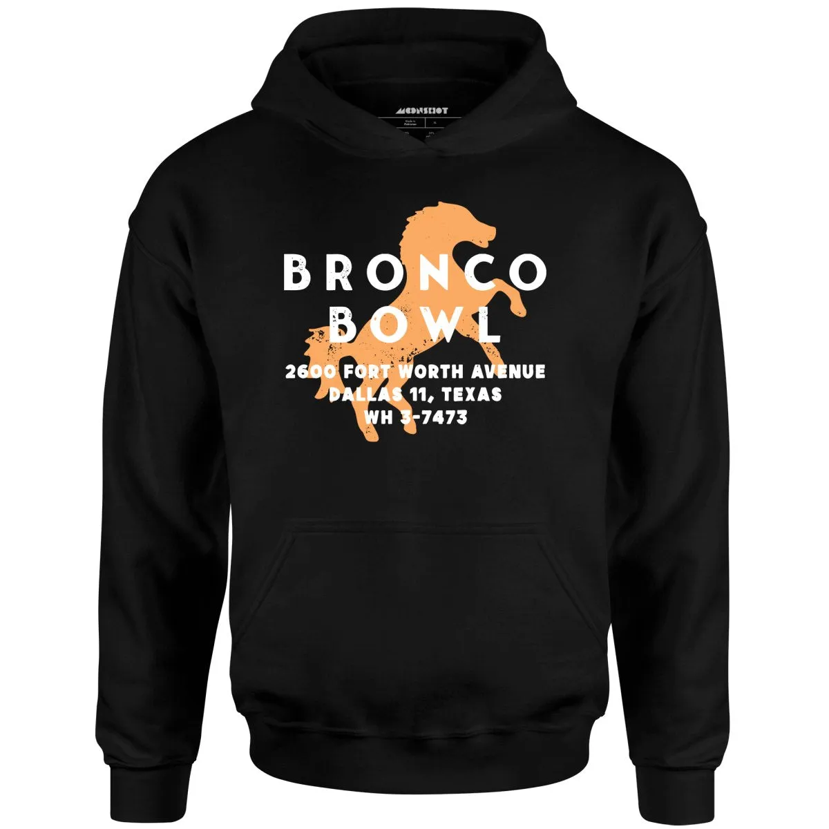 Bronco Bowl - Dallas, TX - Vintage Bowling Alley - Unisex Hoodie