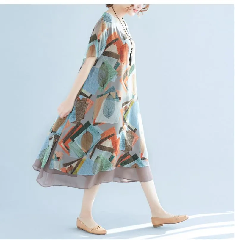 Canadian Autumn Flowy Chiffon Dress