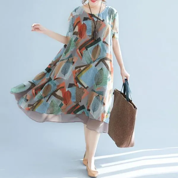 Canadian Autumn Flowy Chiffon Dress