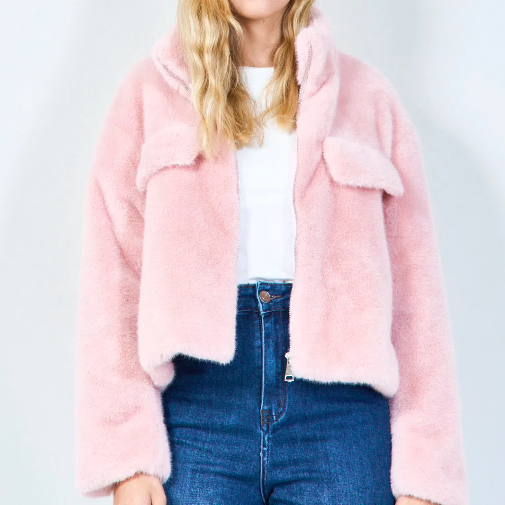 Chic faux fur cropped jacket wholesale