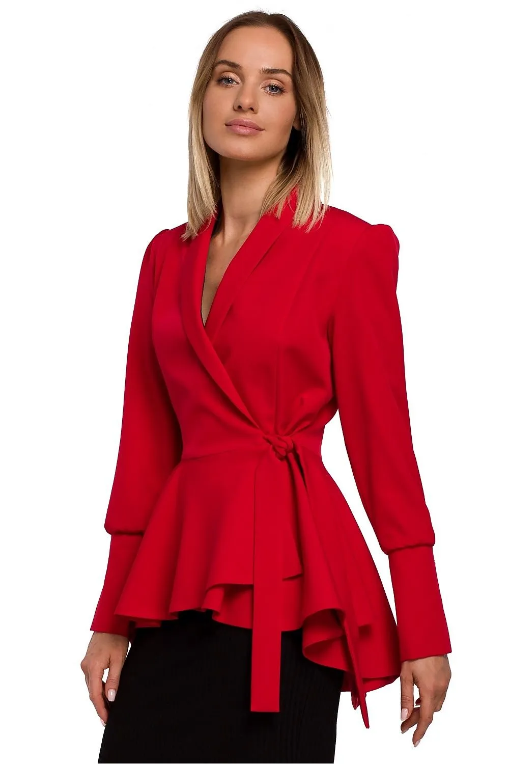 Chic Ruffled Tailcoat Blazer