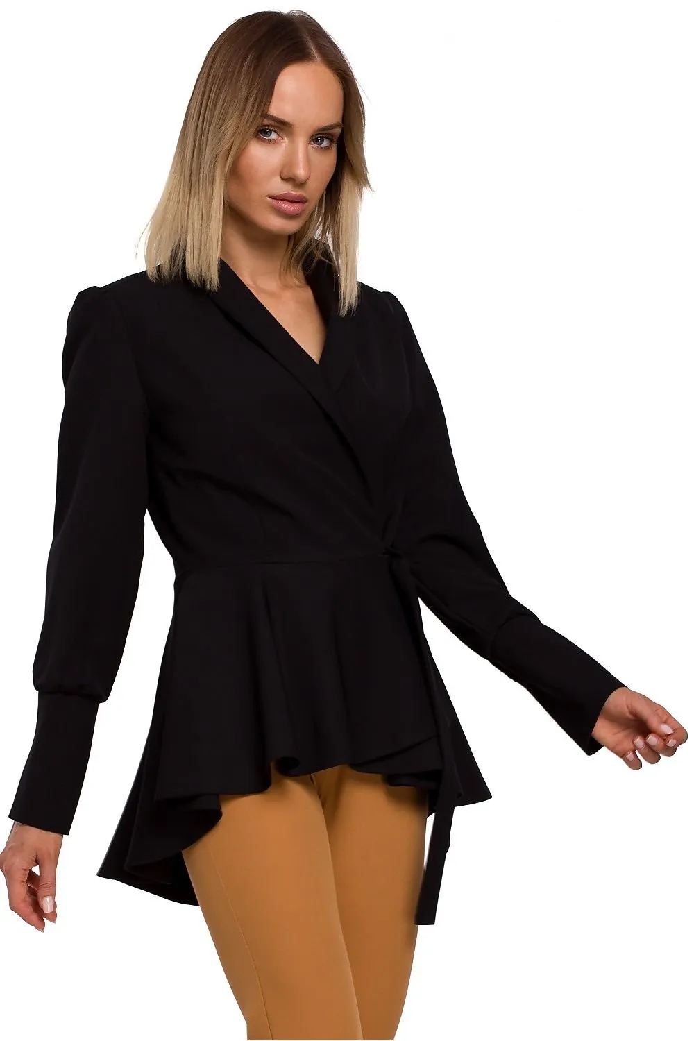 Chic Ruffled Tailcoat Blazer