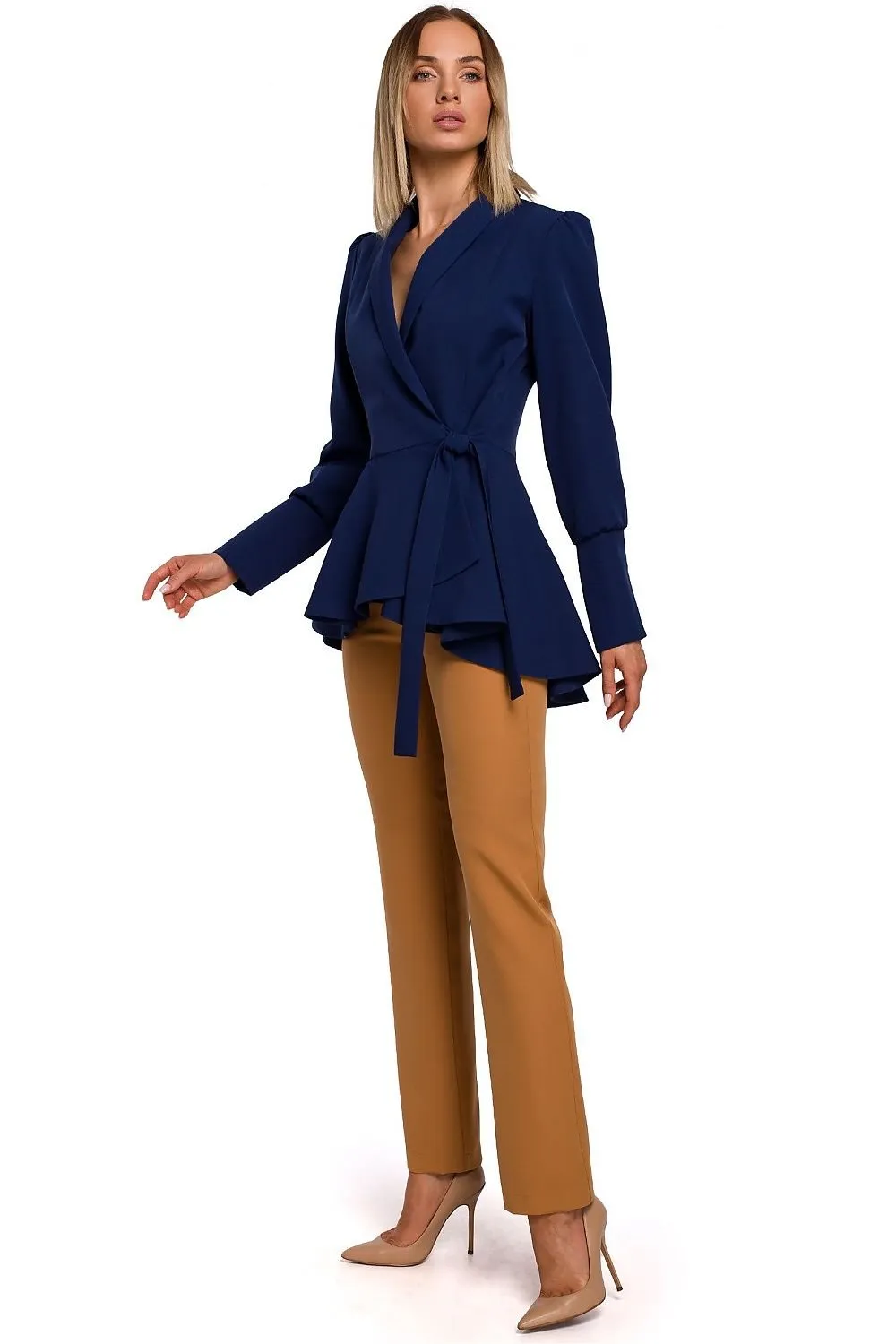 Chic Ruffled Tailcoat Blazer