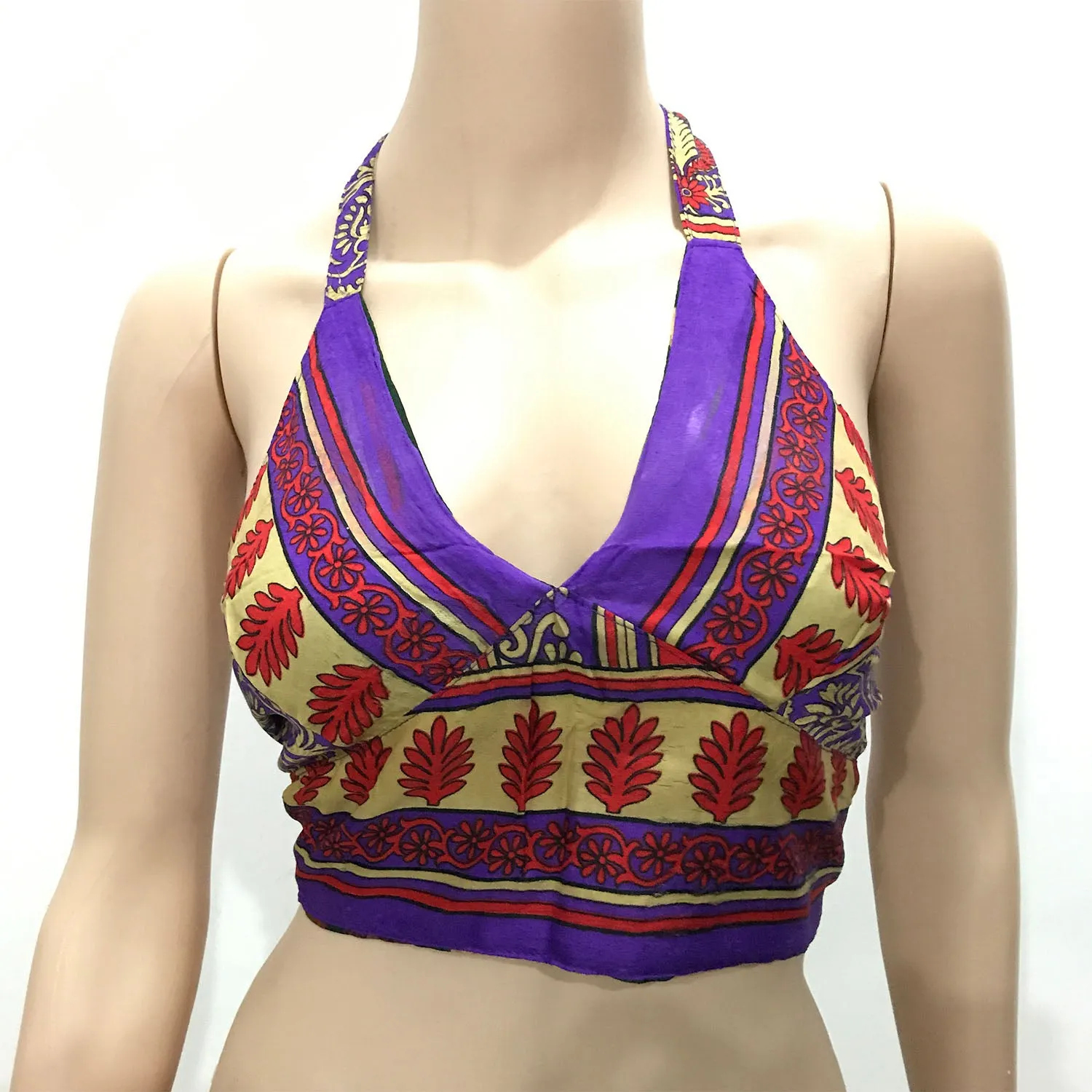 Choli Indian Crop Top | Halter Neck Back Less (Reversible)