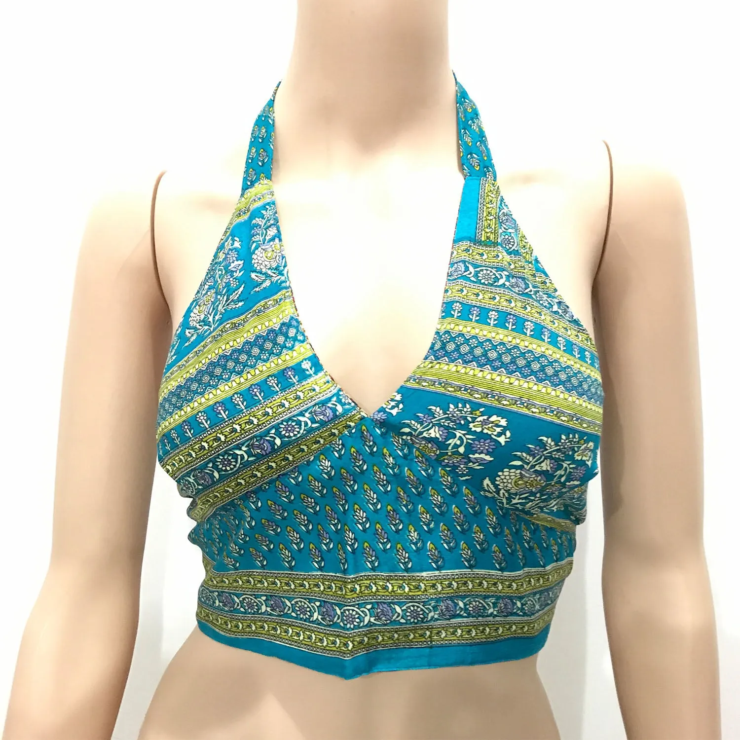 Choli Indian Crop Top | Halter Neck Back Less (Reversible)