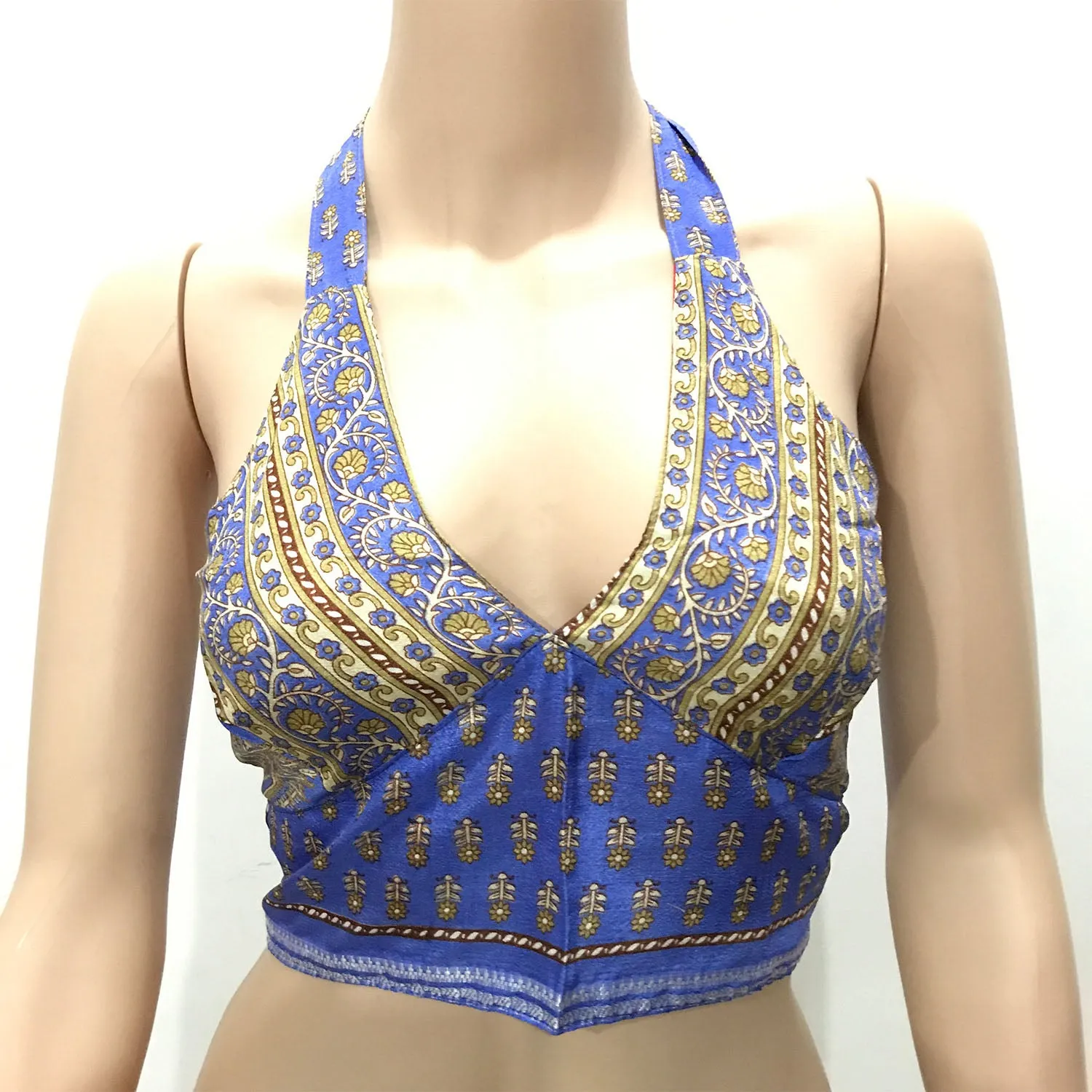 Choli Indian Crop Top | Halter Neck Back Less (Reversible)