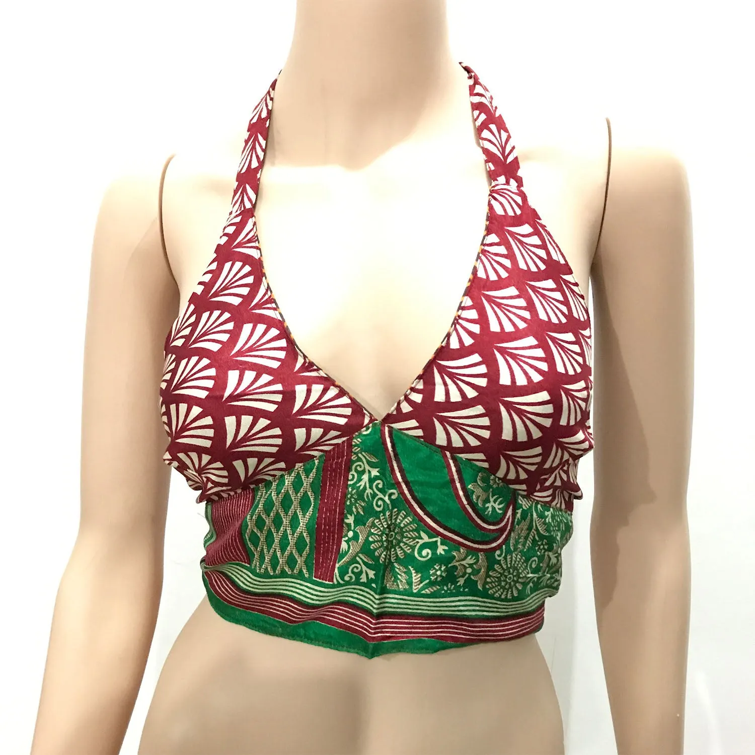 Choli Indian Crop Top | Halter Neck Back Less (Reversible)