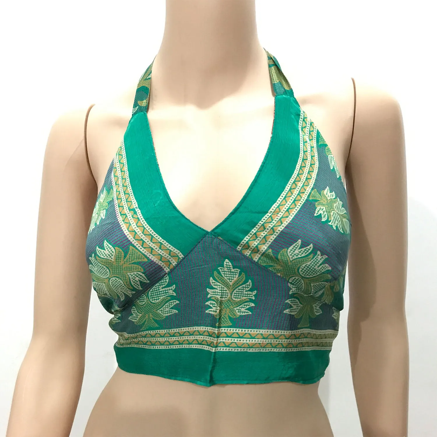 Choli Indian Crop Top | Halter Neck Back Less (Reversible)