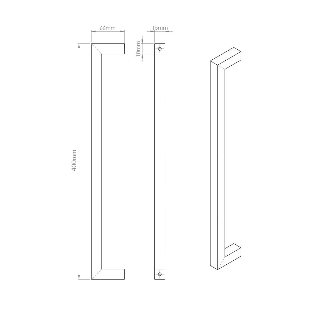 Concord XL 400mm Back to Back Pull Handle Pack - 3 Square Hinges - Polished Gold Finish