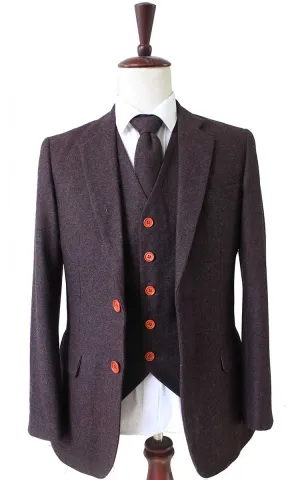 DARK BROWN BARLEYCORN TWEED JACKET