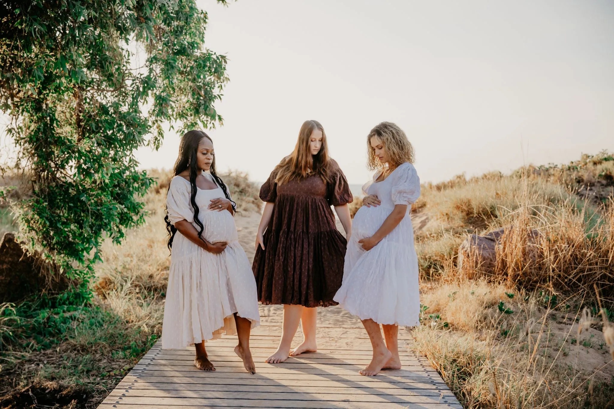 Dress Hire - Maternity Photoshoot Dresses - Rooh Collective - Eden - Beige - DAY RENTAL