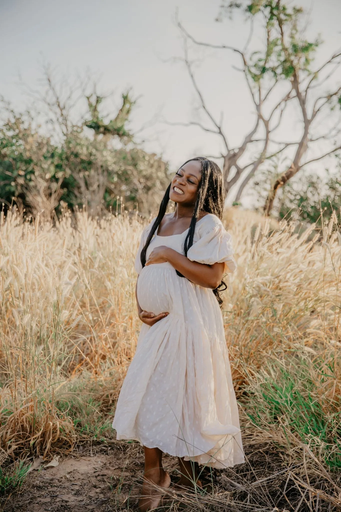 Dress Hire - Maternity Photoshoot Dresses - Rooh Collective - Eden - Beige - DAY RENTAL