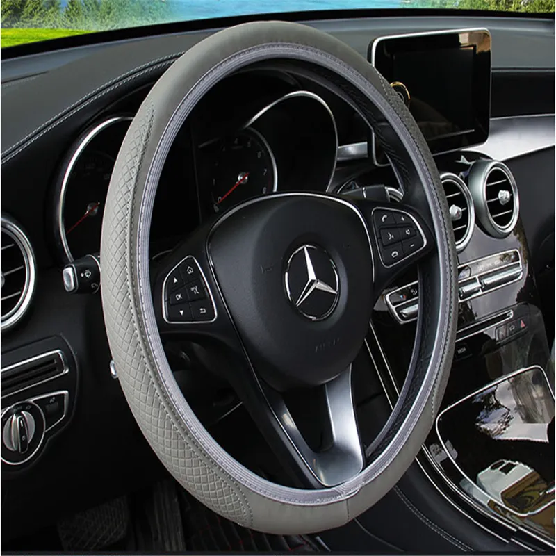 Fiber leather double round steering wheel cover