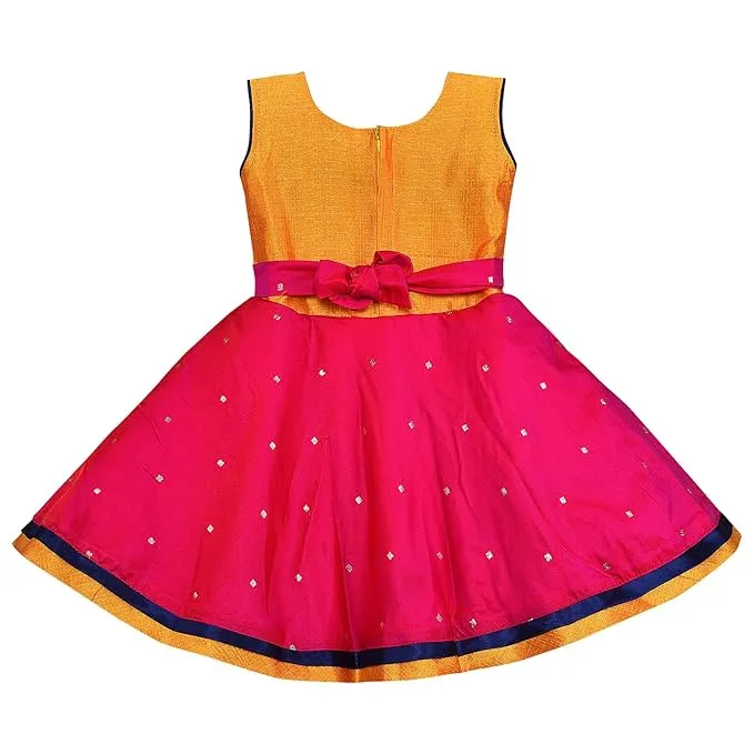 Girls Full Sleeve Embroidered Fit and Flare Frock Dress