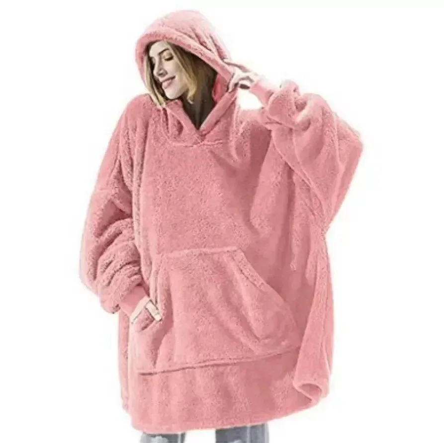 Hoodies Winter Warm Comfort Flannel Blanket with Sleeves Oversized Women Men Pullovers Thicken Fleece Giant TV Blanket Home wear