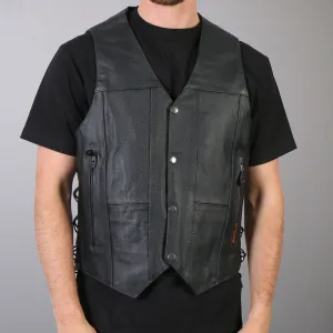 Hot Leathers VSM1034 Men's Black '10 Pocket' Cowhide Leather Vest