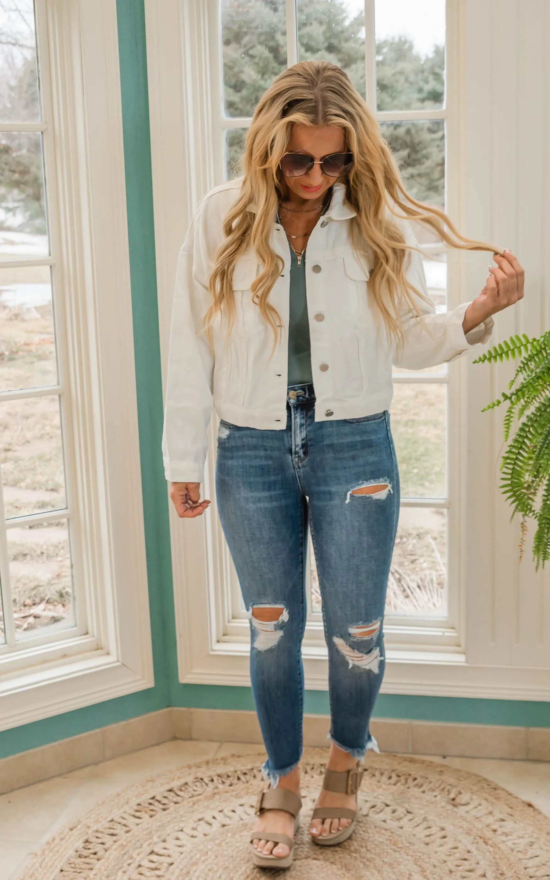 Ivory Chic Denim Jacket - Final Sale