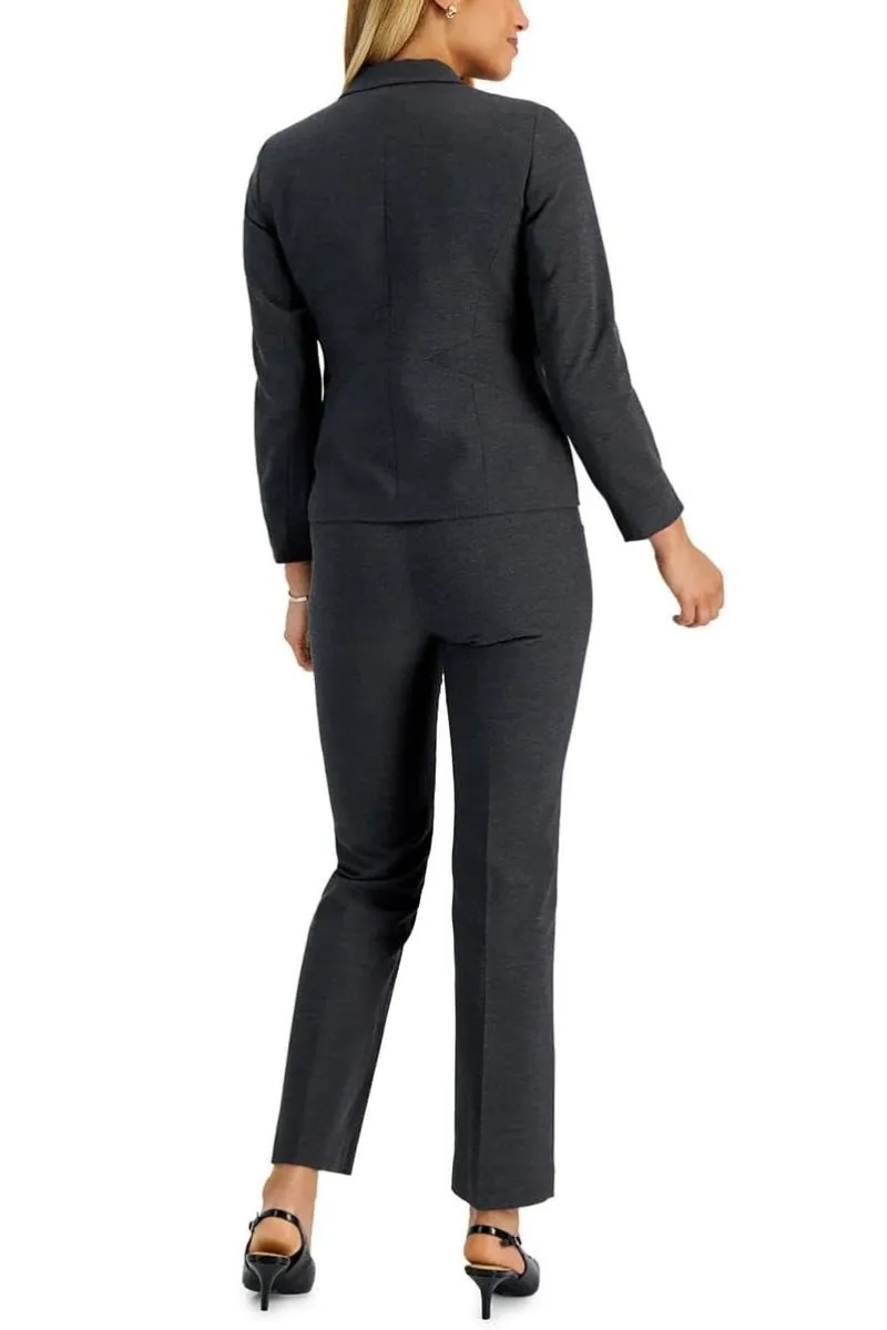 Le Suit Notch Collar Two Button Jacket Pantsuit ( Plus Size )