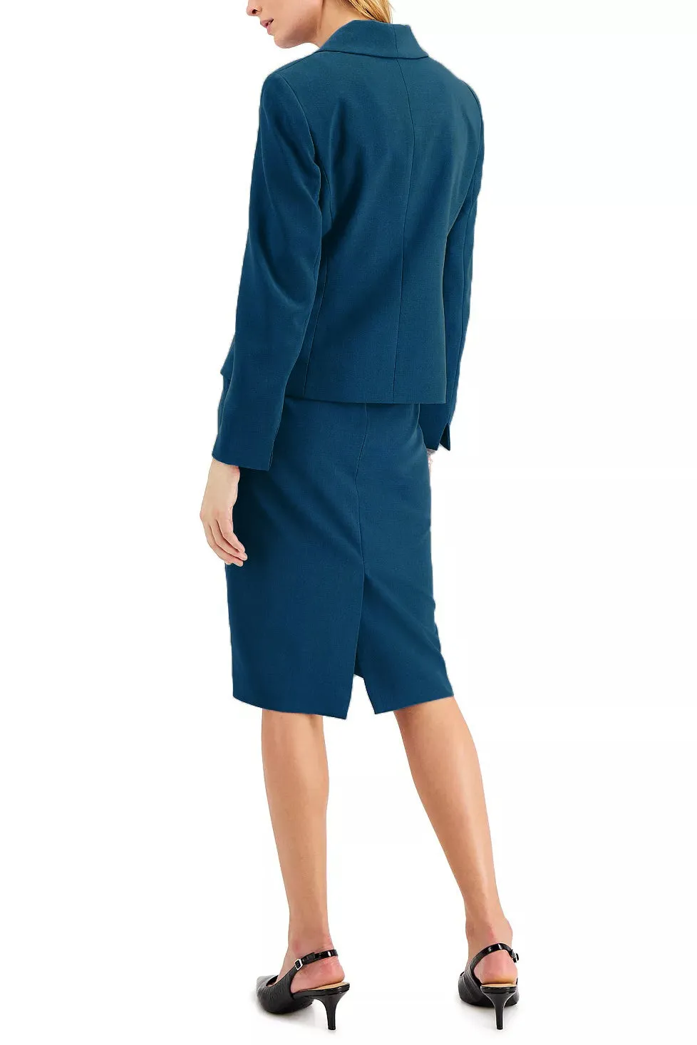 Le Suit Shawl Collar 2 Button Jacket With Matching Crepe Skirt