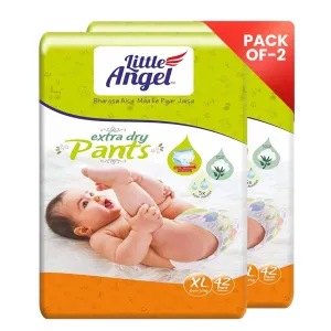 Little Angel Extra Dry Baby Pants Diaper, Extra Large (XL) Size, 84 Count, Super Absorbent Core Up to 12 Hrs. Pack of 2, 42 count/pack, Over 12kg