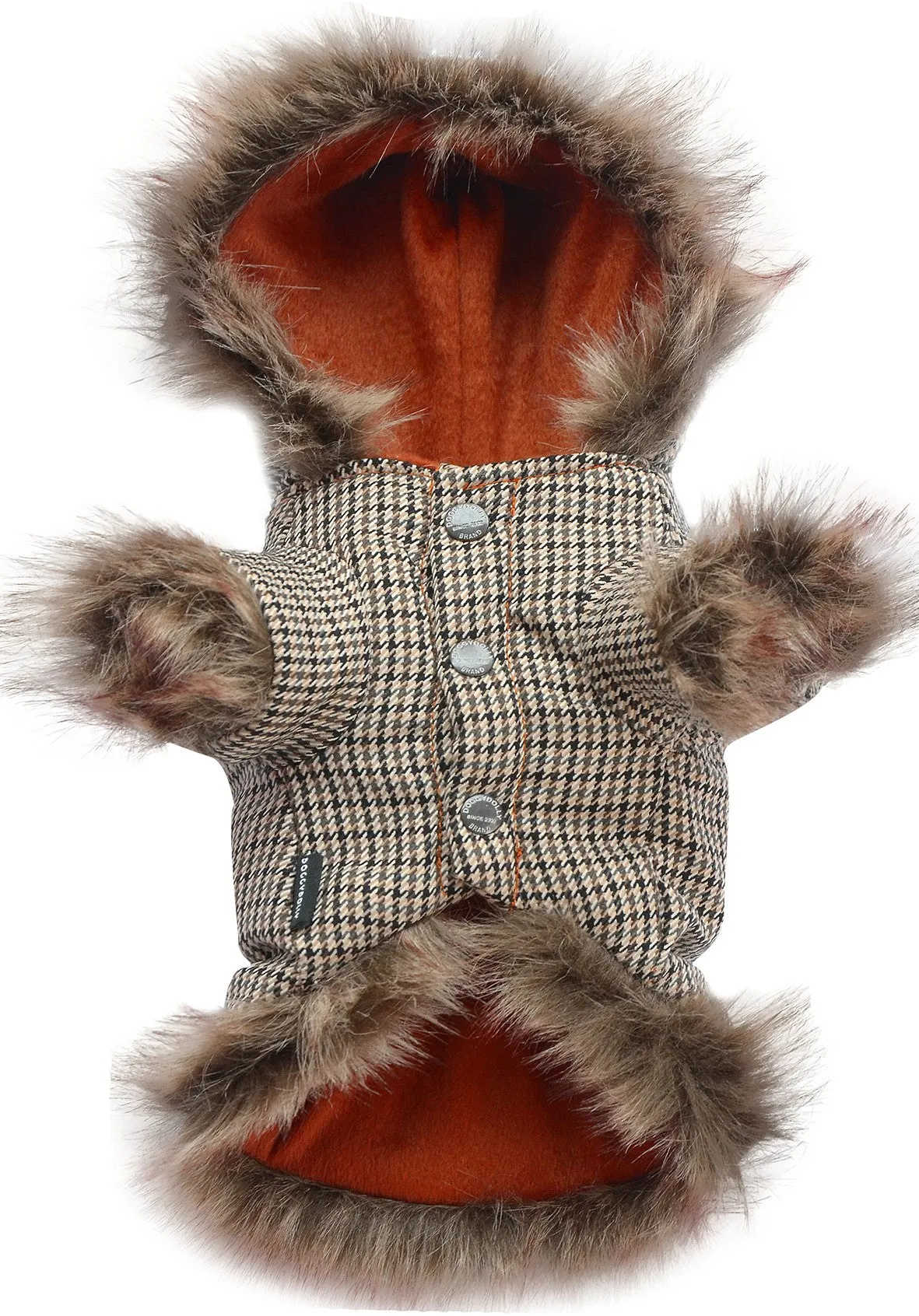 Lux Taupe Houndstooth Doggy Coat