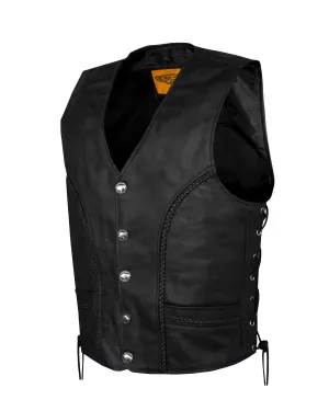 Men's Leather Vest With Buffalo Nickel Snaps