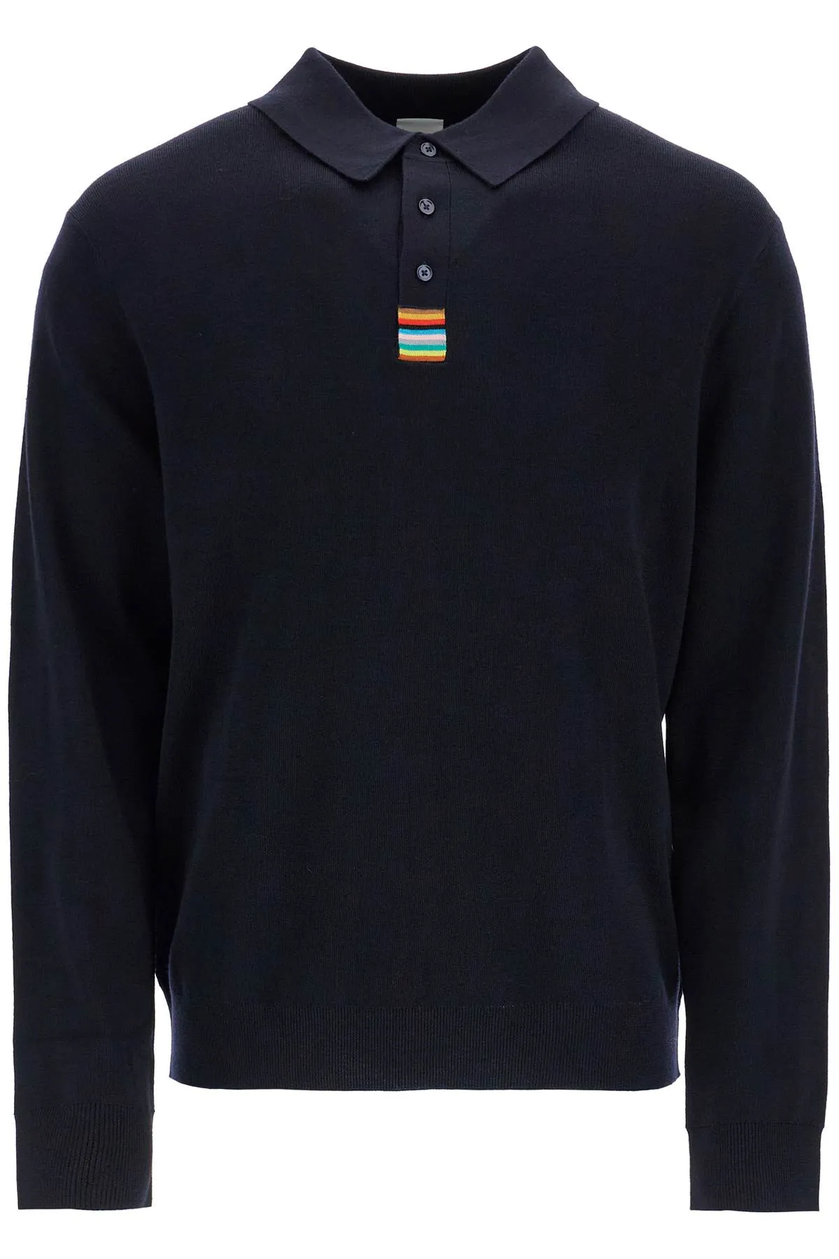 merino wool polo-style pullover sweater M1R 914Y N02501 VERY DARK NAVY