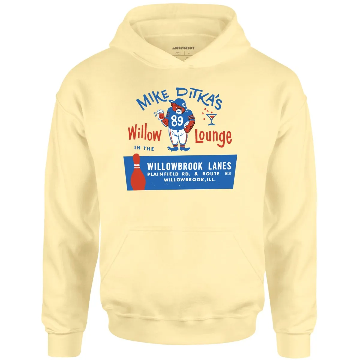 Mike Ditka's Willow Lounge - Willowbrook, IL - Vintage Bowling Alley - Unisex Hoodie