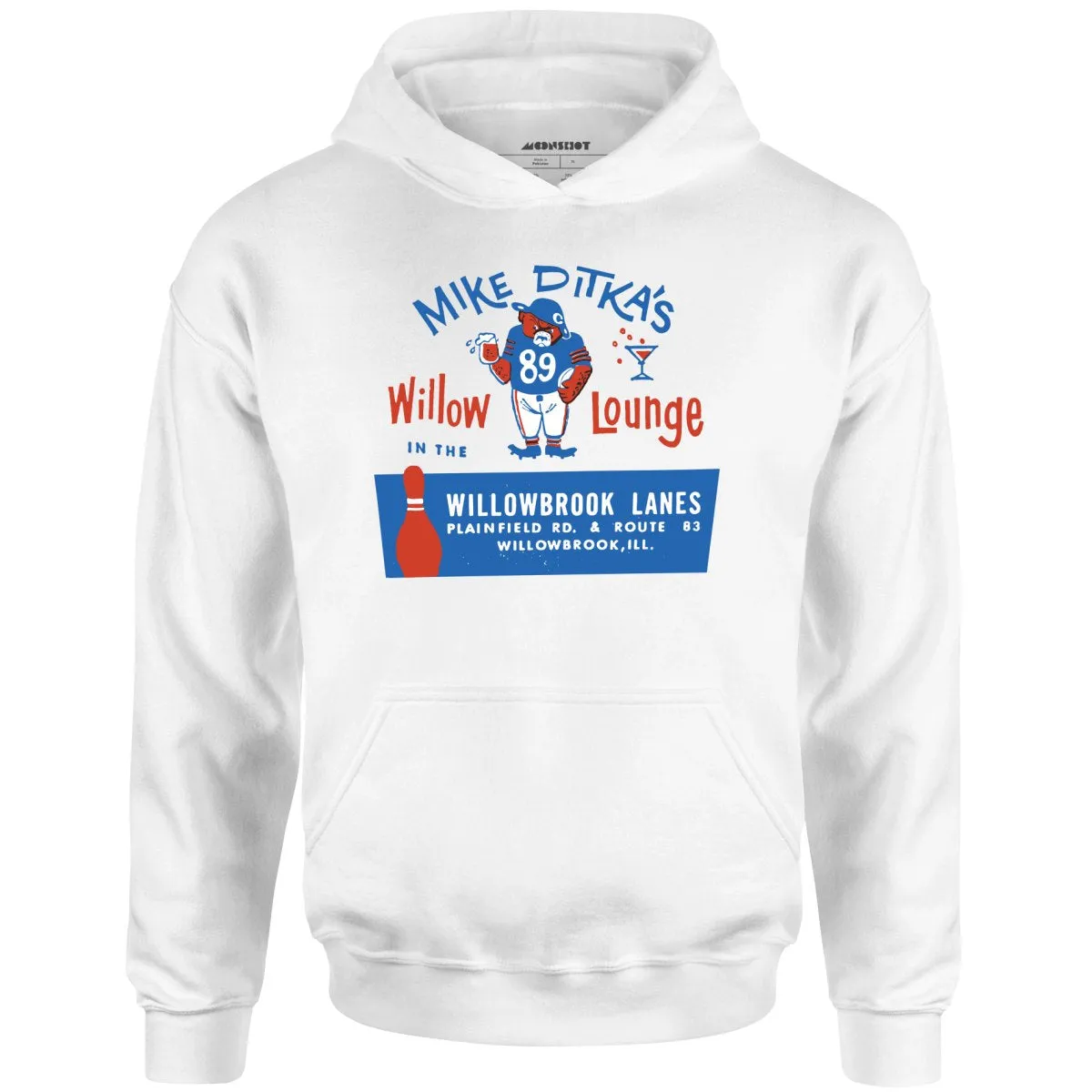 Mike Ditka's Willow Lounge - Willowbrook, IL - Vintage Bowling Alley - Unisex Hoodie