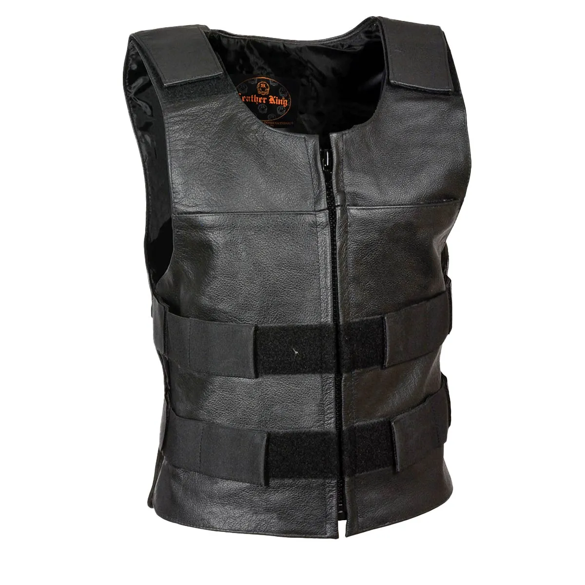 Milwaukee Leather SH1367 Men's Black Replica Bulletproof Style Tactical Street Leather Vest