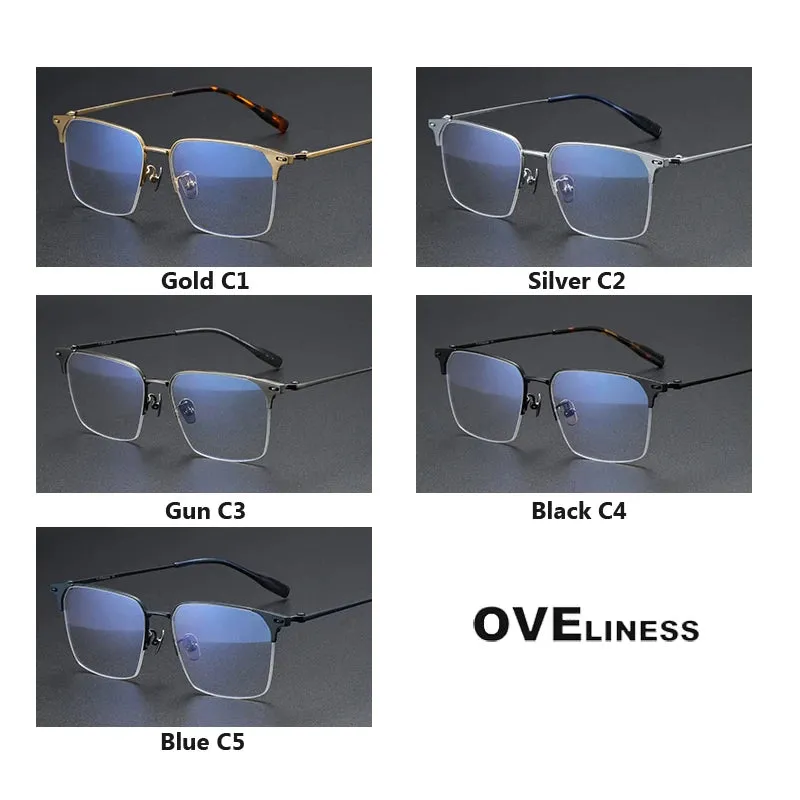 Oveliness Men's Semi Rim Square Titanium Eyeglasses 8107