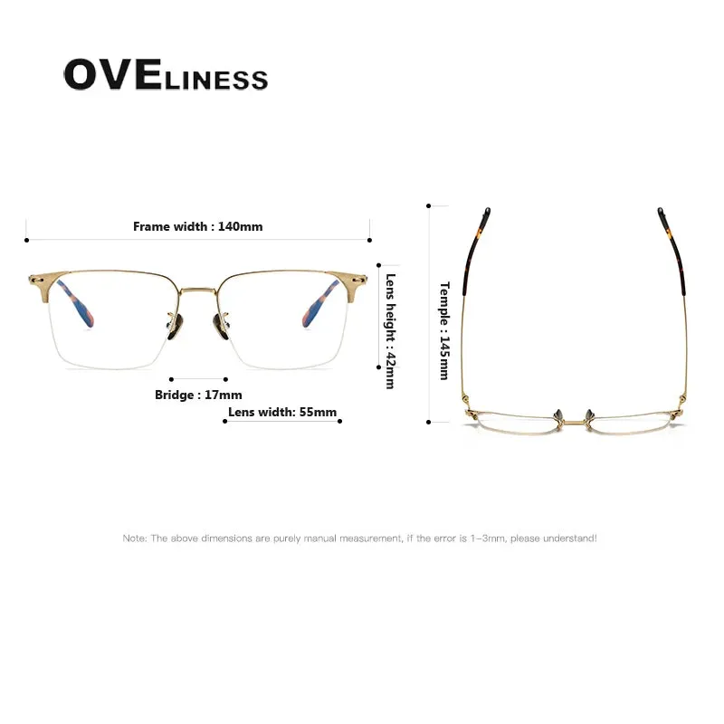 Oveliness Men's Semi Rim Square Titanium Eyeglasses 8107