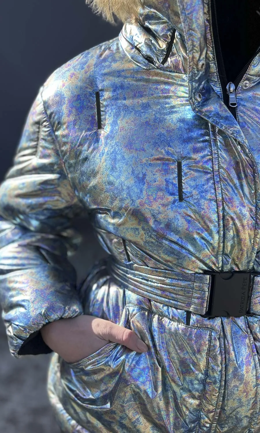 Patricia Pepe Silver Blue Marble Ski Jacket