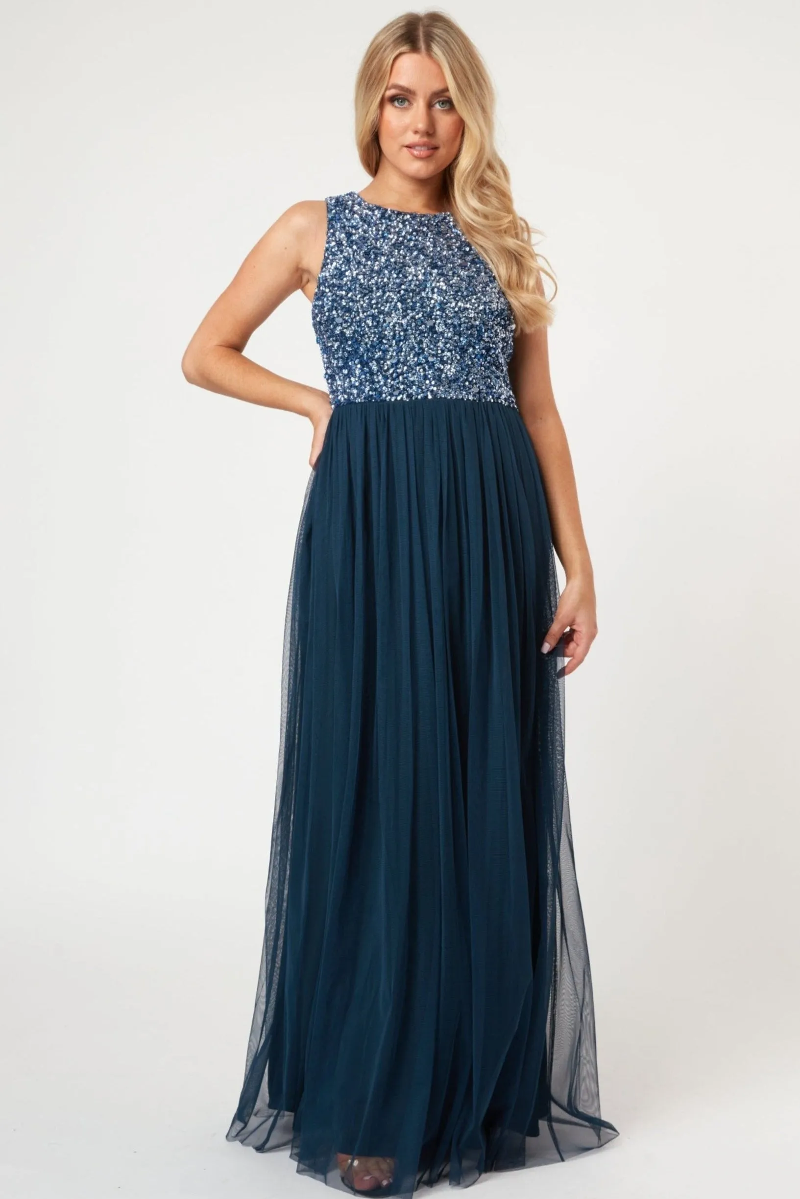 Picasso Navy Blue Bridesmaid Maxi Dress