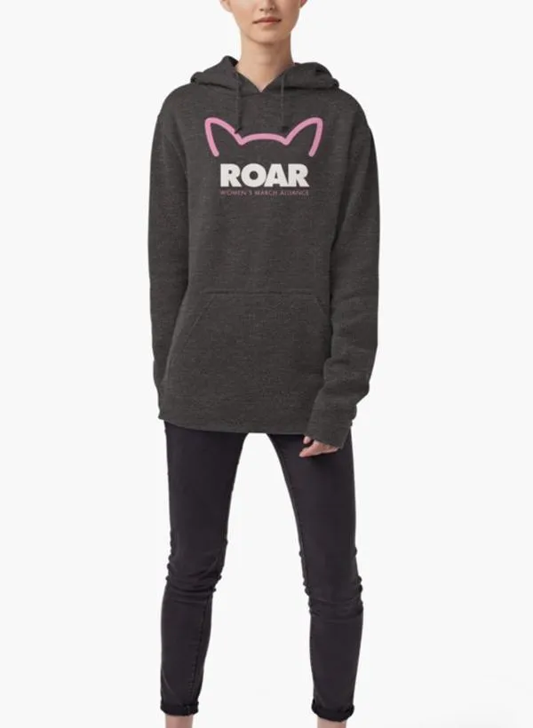 Pink Pussy ROAR WOMEN HOODIE GRAY