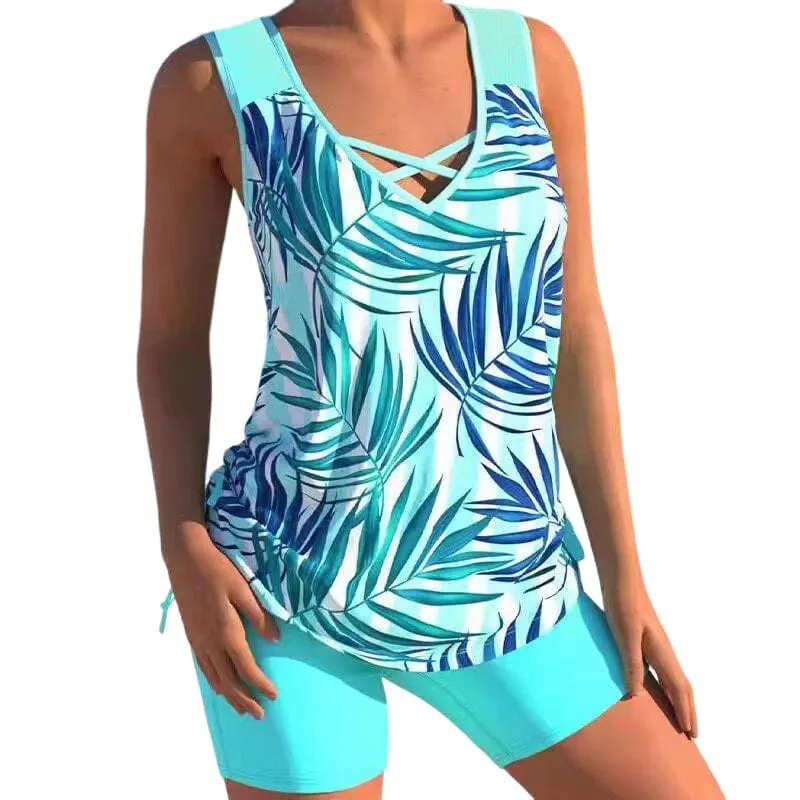 Plus Size Conservative Print Swimsuit