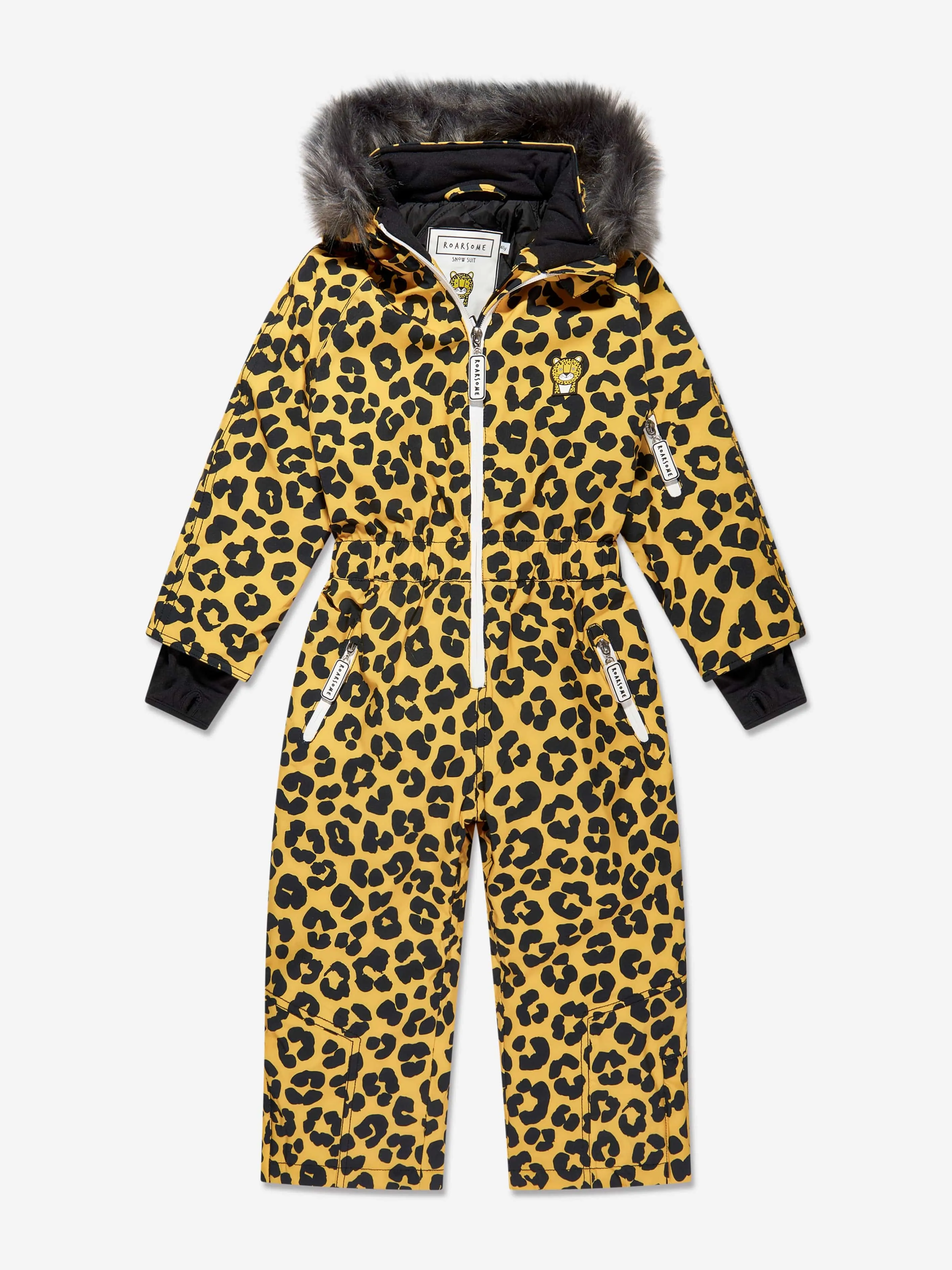 Roarsome Kids Leopard Ski Suit in Yellow