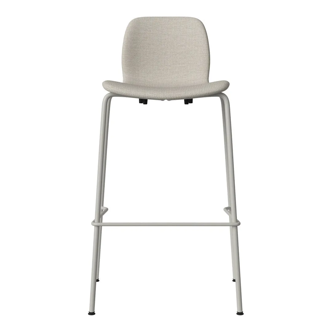 Seed Bar Chair - Upholstered - Steel Base, Grey Lacquered