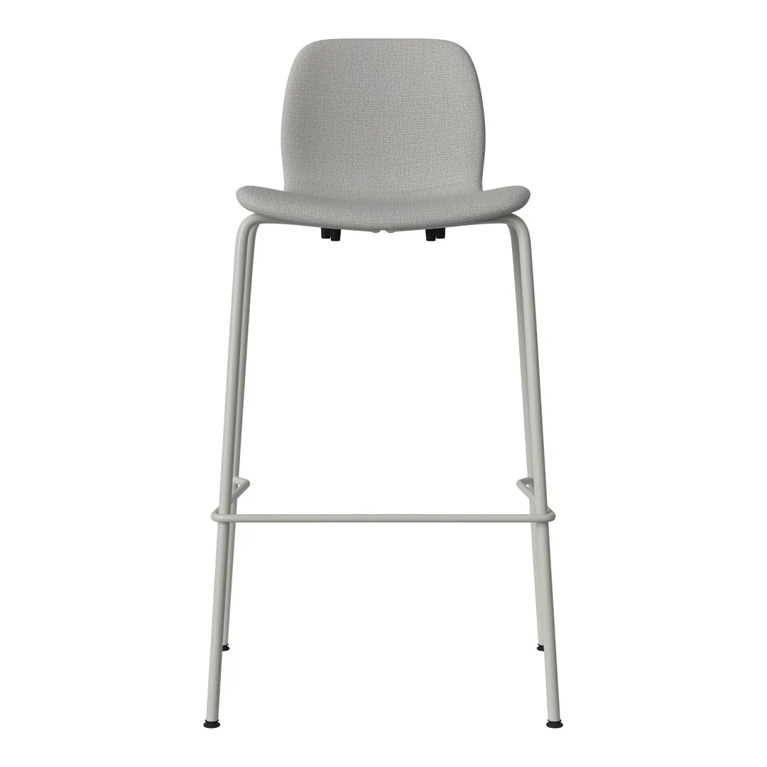 Seed Bar Chair - Upholstered - Steel Base, Grey Lacquered