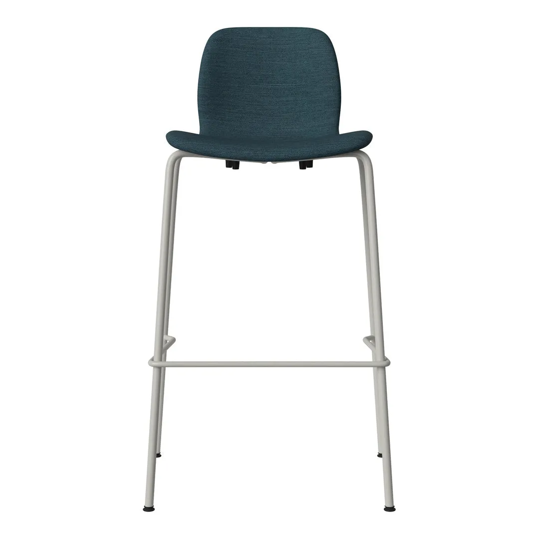 Seed Bar Chair - Upholstered - Steel Base, Grey Lacquered