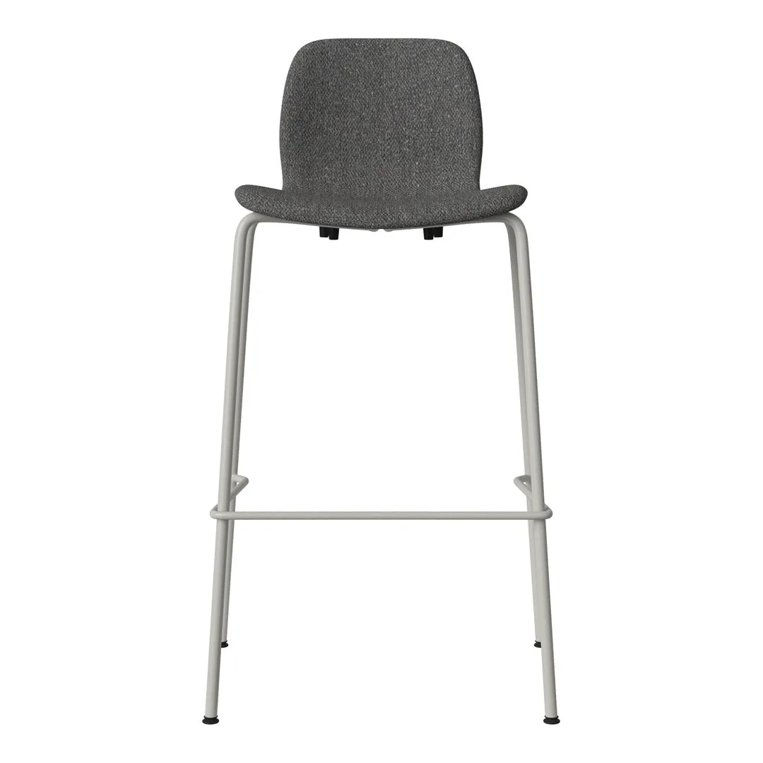 Seed Bar Chair - Upholstered - Steel Base, Grey Lacquered