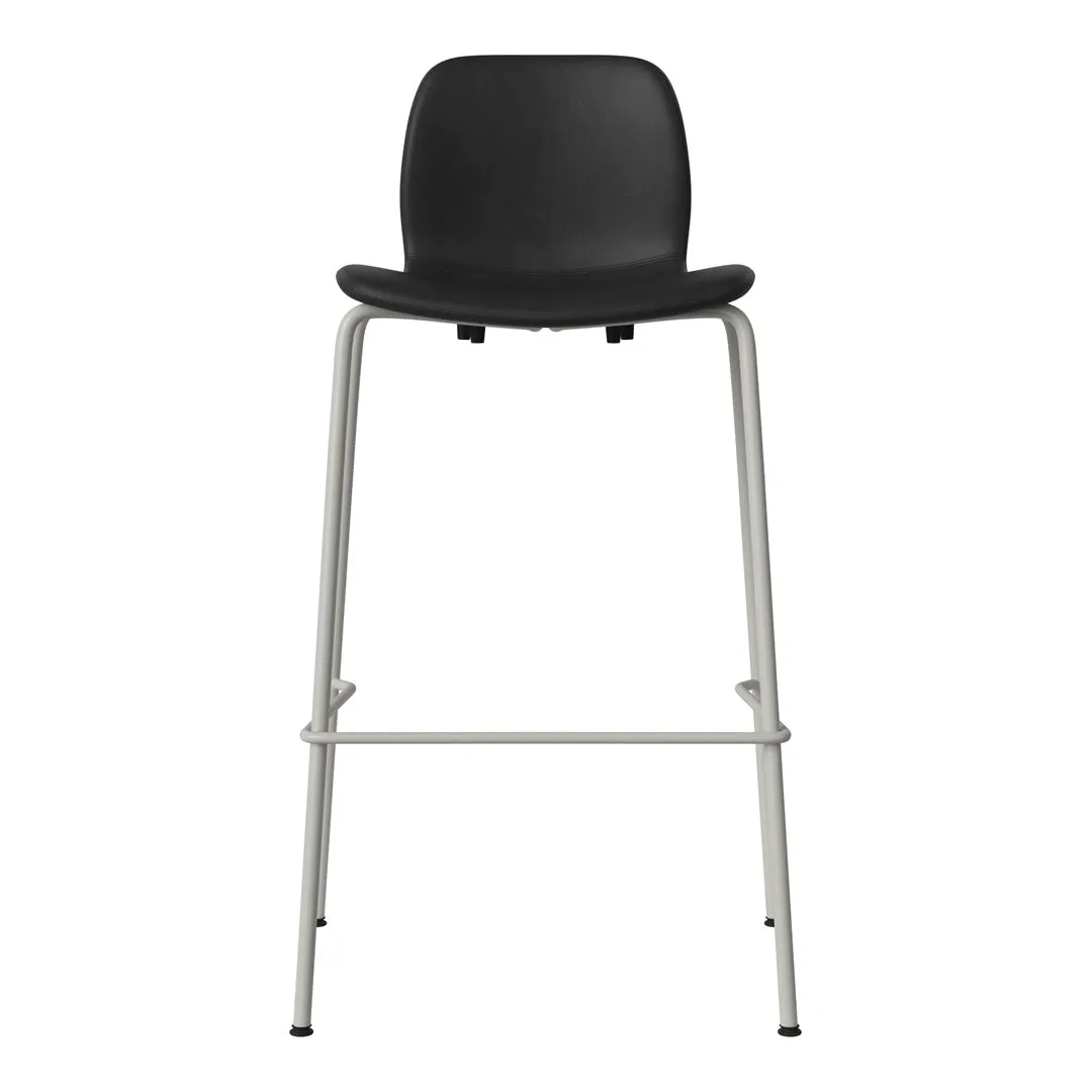 Seed Bar Chair - Upholstered - Steel Base, Grey Lacquered